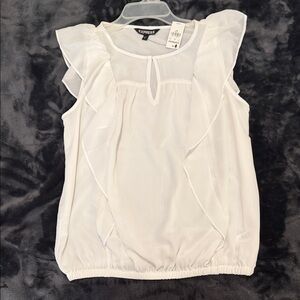 Express Women's Elegant White Flutter Sleeve Top